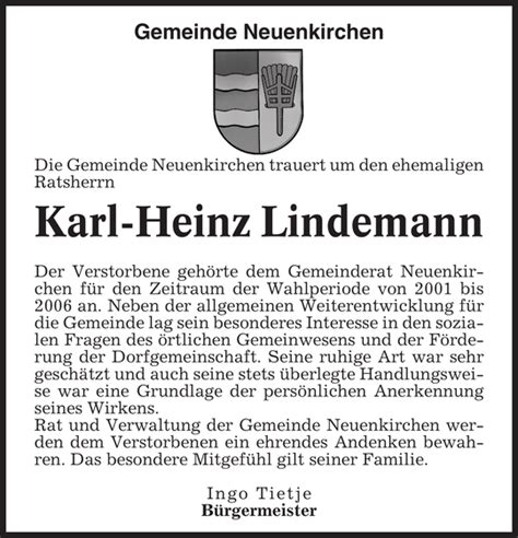 Karl Heinz Lindemann Gedenken Cuxhavener Nachrichten