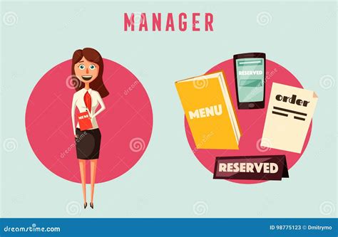 Restaurant Manager Cartoon Vectror Illustration Stock Vector Illustration Of Catering Dress