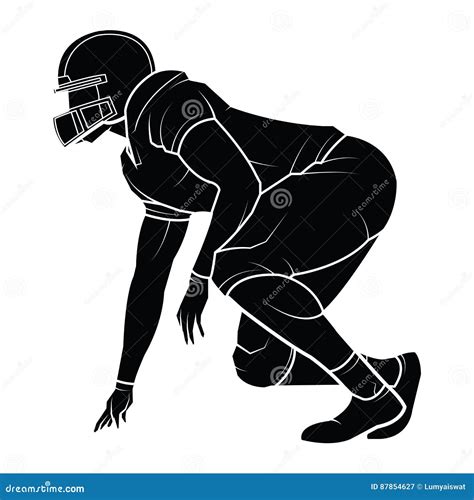 Vector American Football Players Silhouette Stock Vector