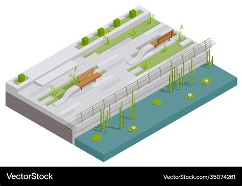 Embankment landscape design composition Royalty Free Vector