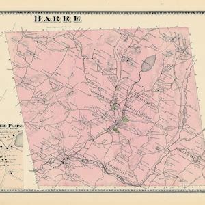 Town of BARRE, Massachusetts 1870 Map - Etsy