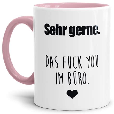 Tasse mit Spruch Sehr gerne das FUCK YOU im Büro Rosa Tassend