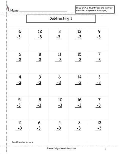 16 Printable Single Digit Subtraction Worksheets