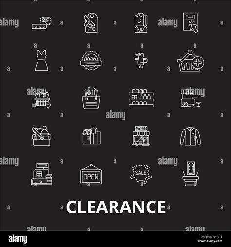 Clearance Editable Line Icons Vector Set On Black Background Clearance