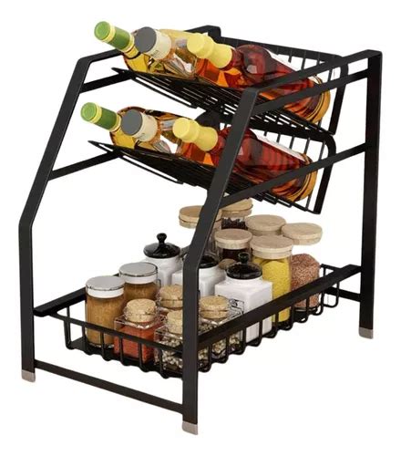 Organizador Rack Especiero De Cocina Botellas Niveles Cuotas Sin