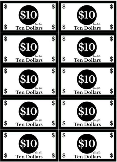 Printable Play Money 100 Dollar Bill