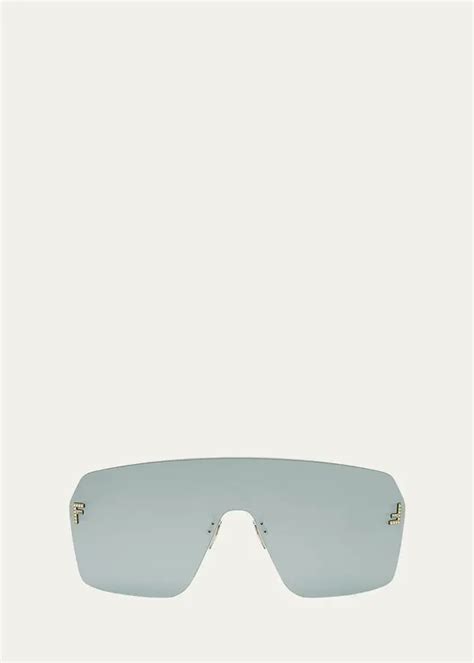 Fendi First Metal Shield Sunglasses Shiny Rose Gold B Editorialist