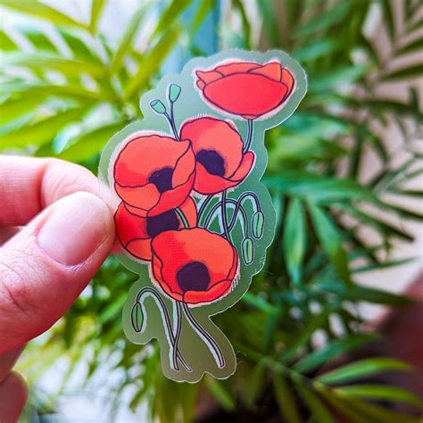 Red Poppies Sticker Spring Poppies Sticker Colorful Flowers Vinyl