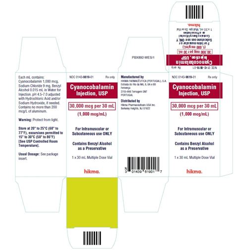 Cyanocobalamin Hikma Pharmaceuticals Usa Inc Fda Package Insert