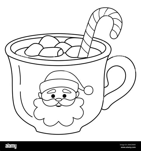 Cute Festive Mug With Santa Cup Of Tea Hot Drinks Cocoa Marshmallow And Caramel Christmas