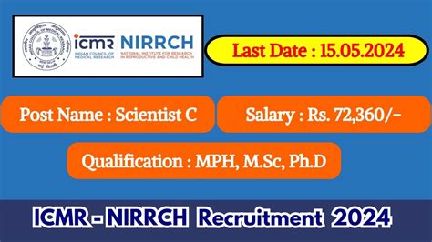 Icmr Nirrch Recruitment Monthly Salary Up To Check Posts