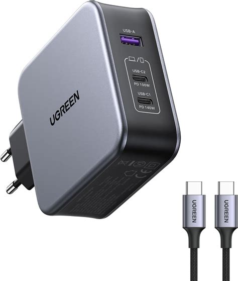 UGREEN Conjunto De Carregador Nexode 140W USB C 3 Portas GaN Para