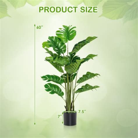 Gymax 2-Pack 5 ft Artificial Tree Potted Fake Faux Monstera Deliciosa Plant Home Office, 1 unit ...