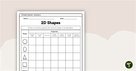 2d Shapes Comparison Worksheet Teach Starter