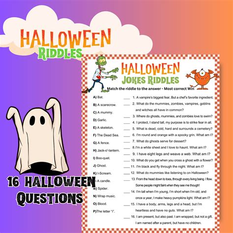 Halloween Riddles Game for Kids, Printable Halloween Party Game, Funny ...