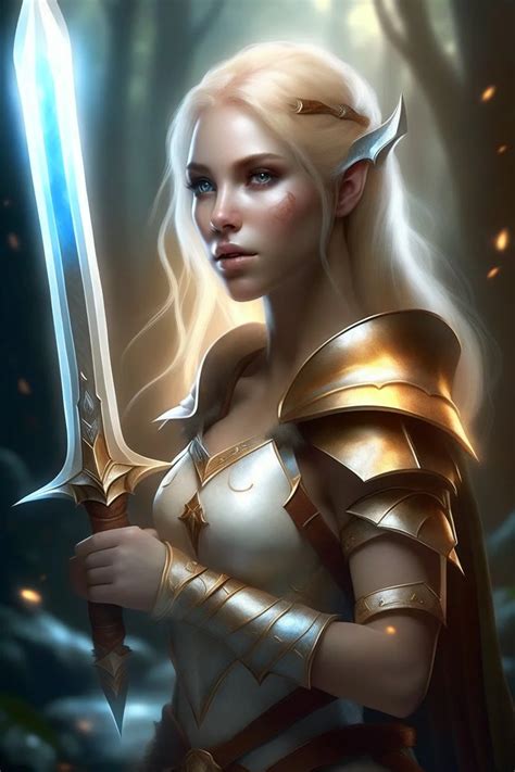 Pretty Woman Warrior Elf Blonde Hair Bronzepilgrim On Stablecog