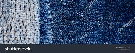 Denim Frame Ripped Denim Fabric Fringe Stock Photo 1213400782