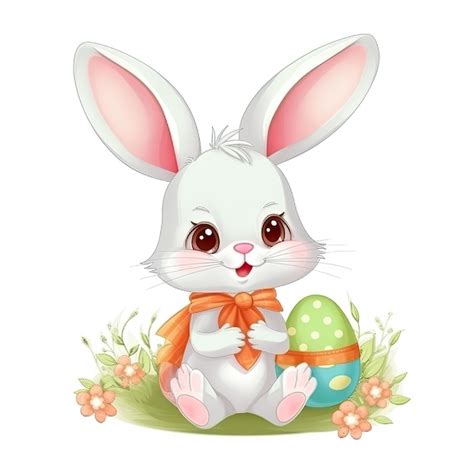 Premium Photo Adorable Easter Bunny Cartoon On A White Background