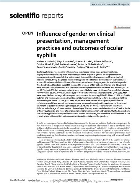 Pdf Influence Of Gender On Clinical Presentation Management Practices And Outcomes Of Ocular