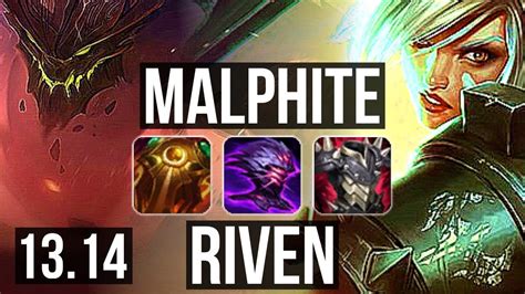 MALPHITE Vs RIVEN TOP Rank 8 Malph 1 3 15 KR Challenger 13 14