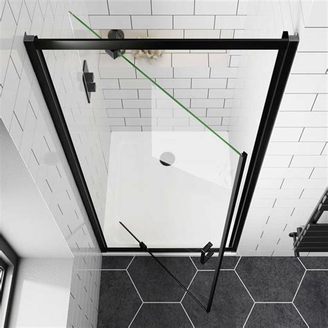 London Matt Black 6mm Pivot Shower Door 800mm Bathroom Mountain