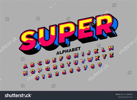 Comic Book Style Font Design Alphabet เวกเตอร์สต็อก ปลอดค่าลิขสิทธิ์