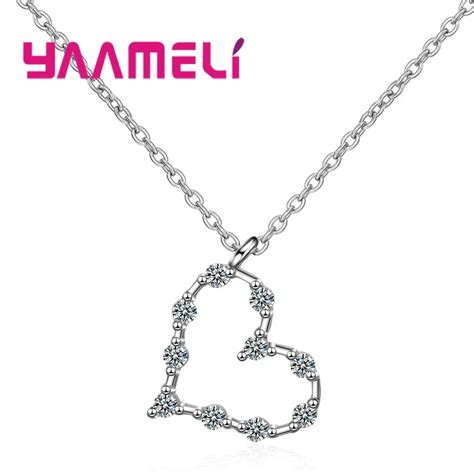 New Attractive Highly Rated Three Colors Heart Cz Pendant Necklace 925 Sterling Silver Women