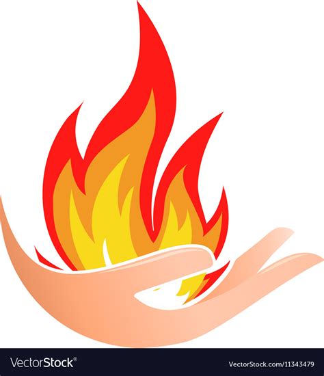 Isolated abstract fire logo Flame in hand Vector Image