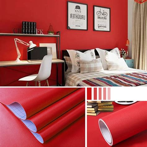 Jual Wallpaper Sticker Dinding Motif Polos Merah Panjang Sampai