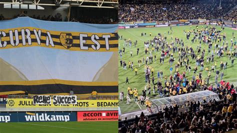 VIDEO: Chaos in the Netherlands! Roda JC fans invade pitch thinking their side was promoted to ...