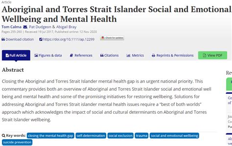 Aboriginal And Torres Strait Islander Social And Emotional Wellbeing