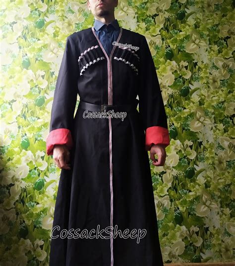 Black Chokha Traditional Coat Man Dress Costume Georgian Etsy