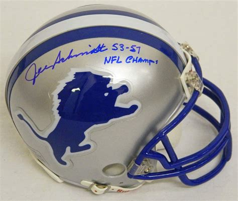 Joe Schmidt Signed Autographed Lions Riddell Throwback Mini