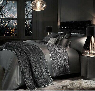 Kylie Minogue Zander Crushed Velvet Sequins Double Duvet Cover Silver