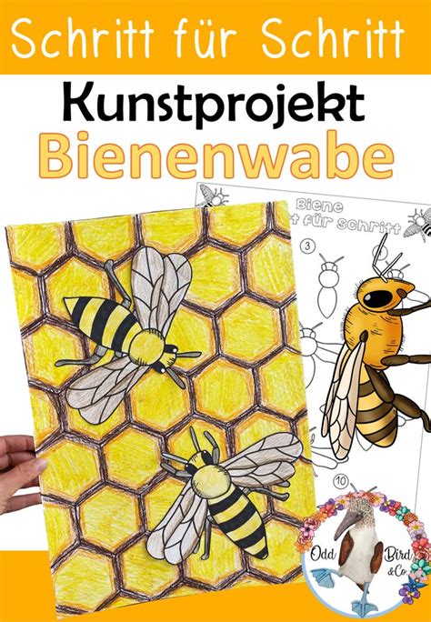 Kunstprojekt Biene Bienen auf Honigwabe Schritt für Schritt