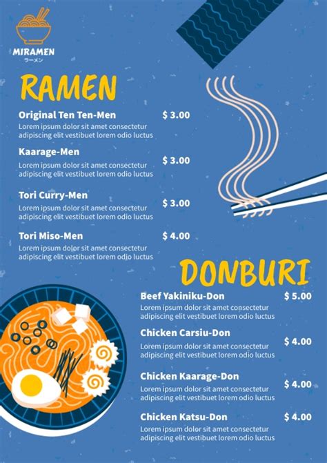 Ramen Menu Template Postermywall