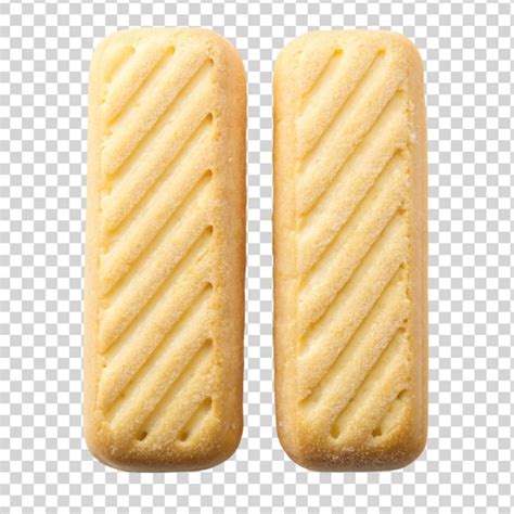 Two Parallel Butter Shortbread Finger Biscuits Isolated On Transparent