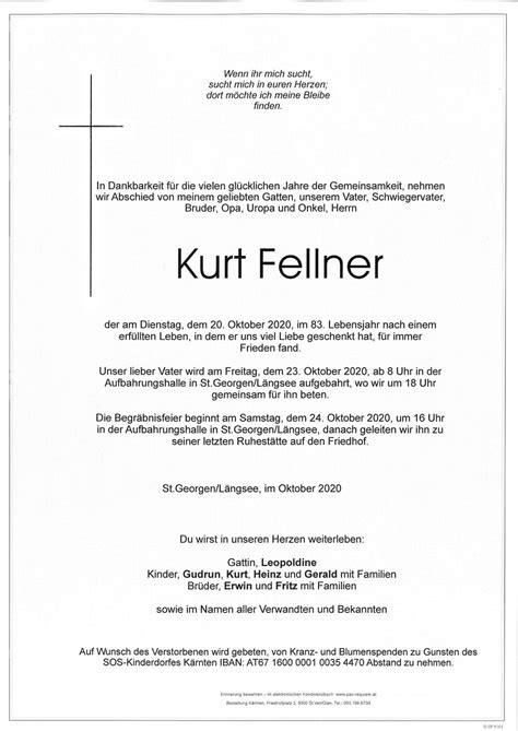 Parte für Kurt Fellner pax requiem