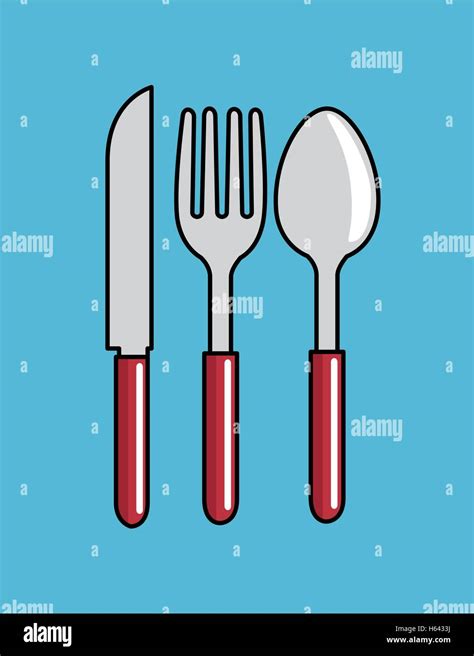 cartoon spoon fork knife kitchen design Stock Vector Image & Art - Alamy