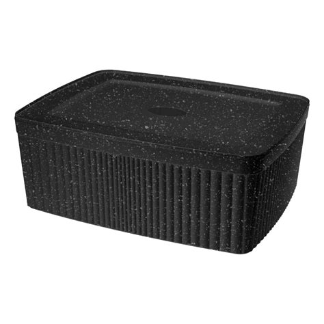 Лоток с крышкой Econova VELVET 230x150x90 мм, 2.5 л, черный гранит ...