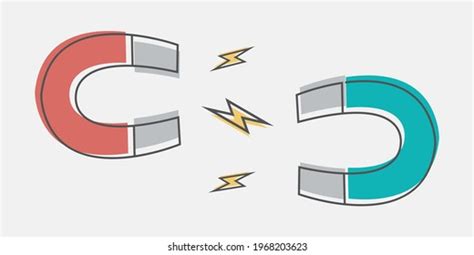 Two Red Blue Magnet Attract Repel Stock Vector Royalty Free