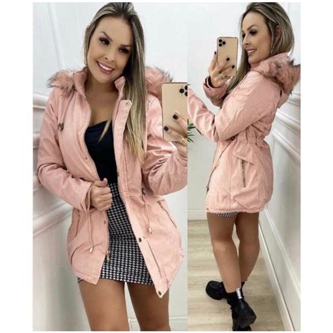 Sobretudo Feminino Parka Forrada Pelinho Sobretudo Inverno Blogueira