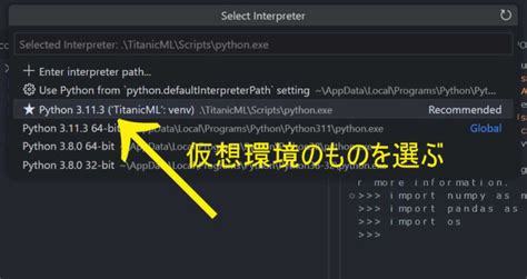 【python入門】vscodeでpython仮想環境をワークスペースとして登録し使用する方法の解説 1978works