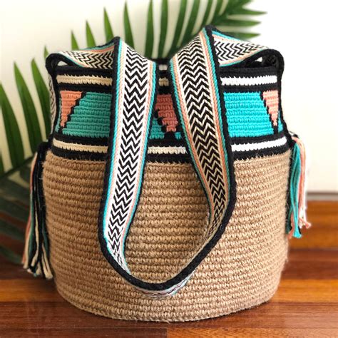 Jute Bucket Bag With Colorful Pattern And Woven Strap Etsy