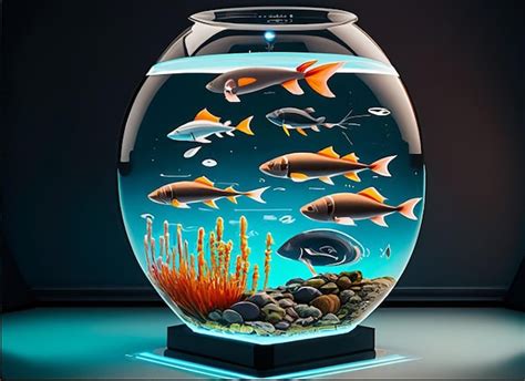 Premium AI Image | Imagine a home aquarium that uses smart glass ...