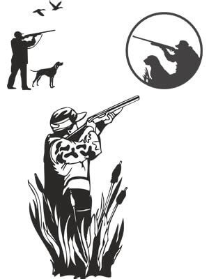 Макет наклейки охотник в векторе
