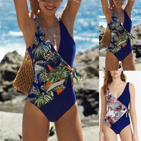 Print 2020 Sexy Women High Waist Bikini Swimsuit Swimwear Female V Neck