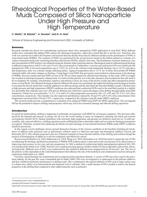 PDF Rheological Properties Of The Water Based Muds Composed Of Silica