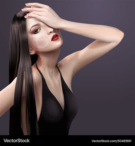 Sexy Brunette Long Hair Woman Royalty Free Vector Image