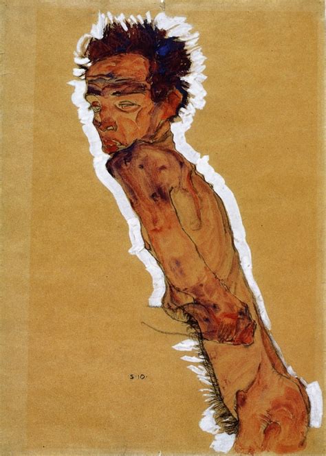 Male Nude In Profile Facing Left Painting Egon Schiele Oil Paintings